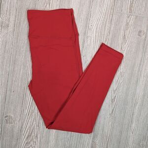Mono B Essential High Waist Solid Leggings APH2366 Size Large Bright Red